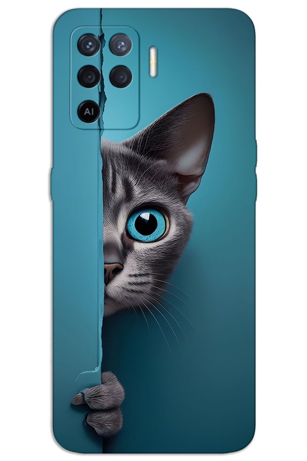 Oppo Reno 5 Lite Case Hd Pattern Printed Back Cover - Blue Eyed Cat