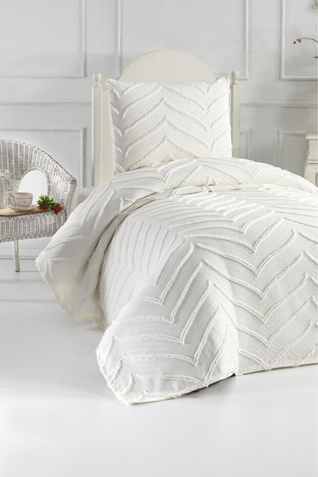 Land of Dowry Sementina 2 Piece Single Pique Set Cream