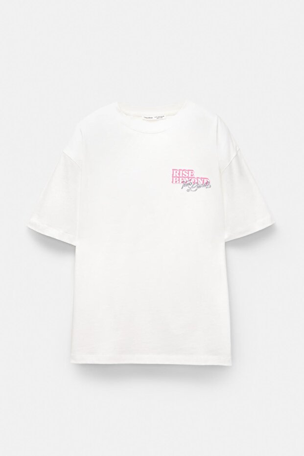 Kalp grafik baskılı tişört - 5