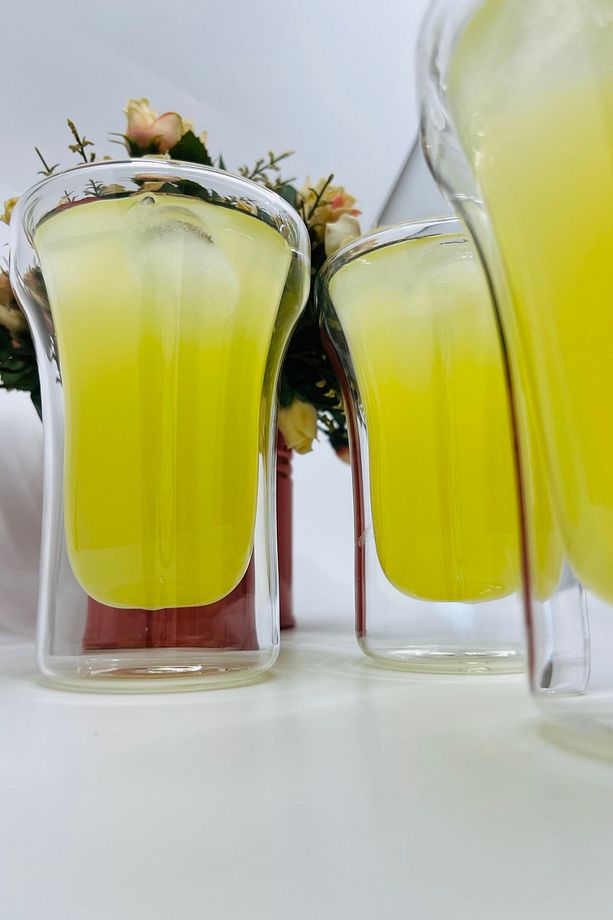 2 Adet 350 ml Kapasiteli Çift Cidarlı Cam Meşrubat Bardağı - 4
