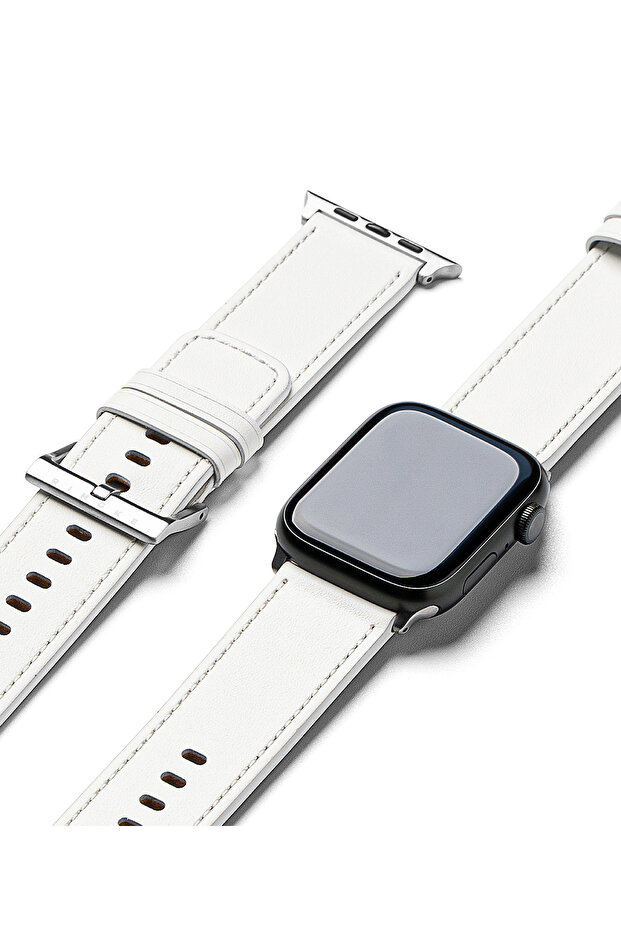 Leather One Basic Bold Apple Watch Band For Apple Watch 42 / 44 / 45mm / 49mm| White