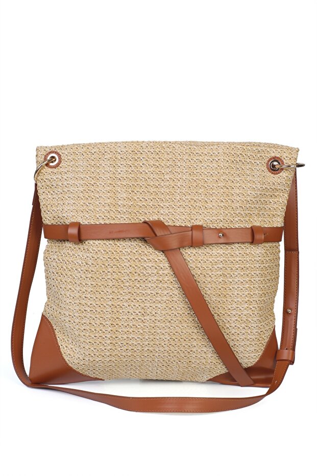 Lenora Straw Textured Shoulder Bag
