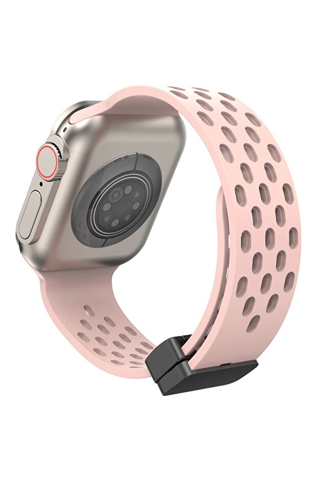 Apple Watch 49mm 46mm 45mm 44mm 42mm | Magnetic Buckle Silicone Band | Pink