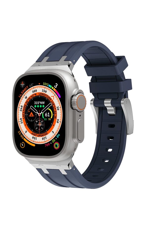 Liquid Silicone Rubber Bands For Apple Watch Band 49mm 45mm 44mm 42mm -Blue