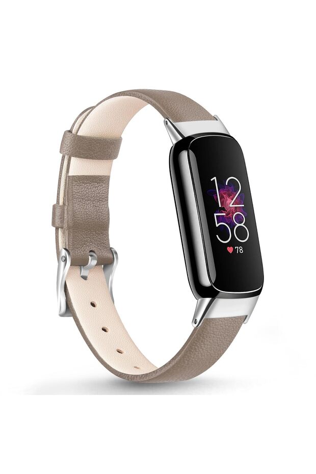 Leather Strap For Fitbit Luxe Strap Light Brown