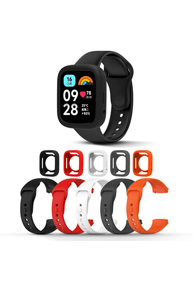 Redmi Watch 3 Active/Redmi Watch 3 Lite Band + Watch Case | Silicone Straps | Multicolor