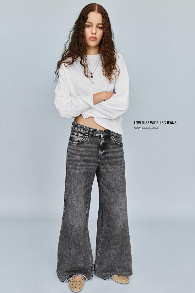Düşük bel geniş paça jean - 1