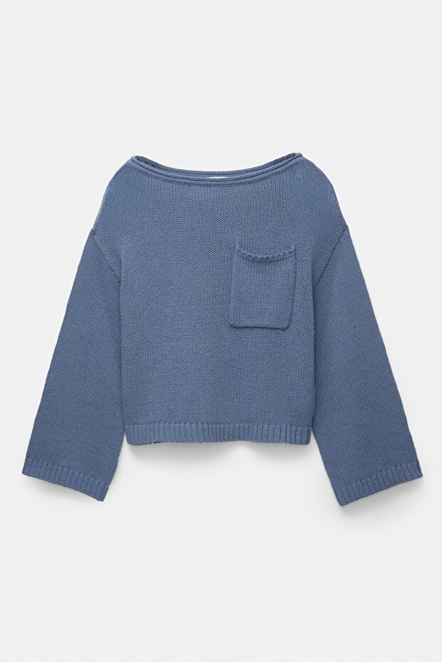 Geniş yaka oversize kazak - 5