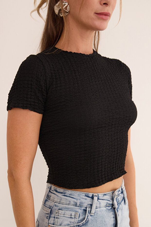 Waffle Kumaş Crop Body - 5