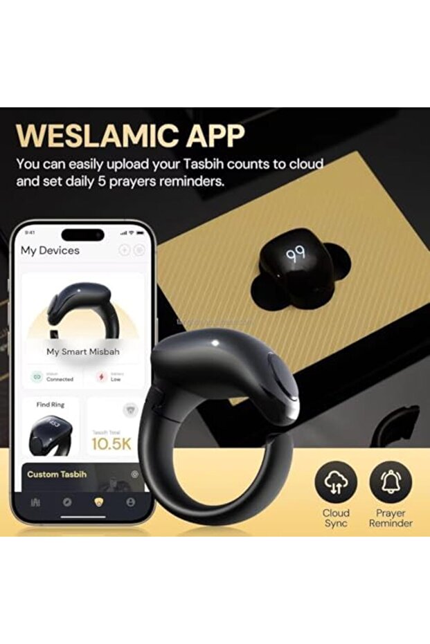 Smart Tasbih Counter Zikr Ring, Digital Tasbeeh Counter with OLED Display & APP Support, Magnetic Ch - 4