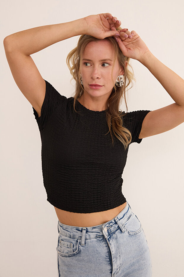 Waffle Kumaş Crop Body - 2