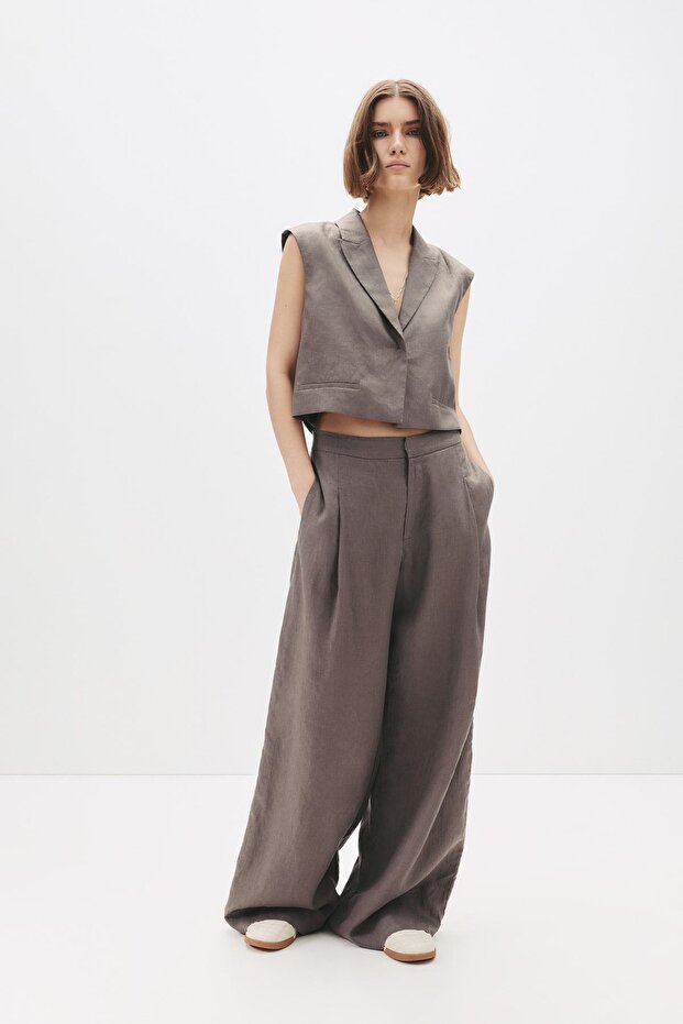 %100 keten pilili pantolon - 2