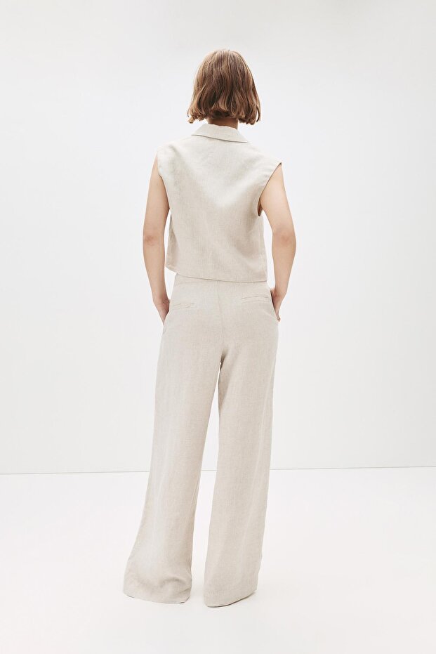 %100 keten pilili pantolon - 4