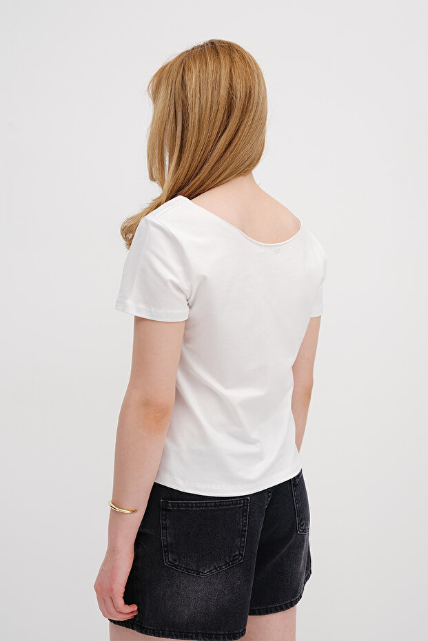 Kayık Yaka Basic T-shirt P1805 - 5
