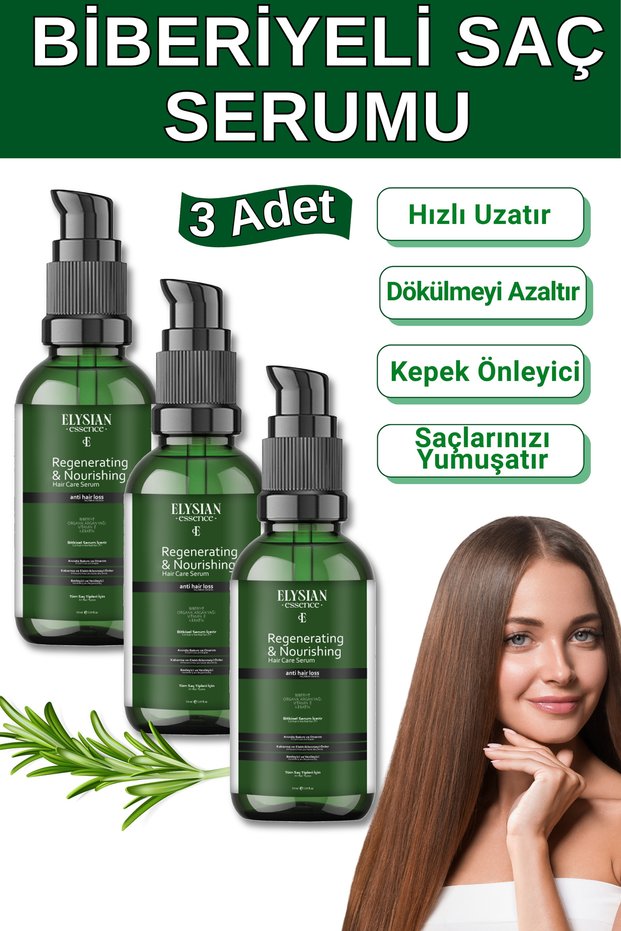 Rosemary Hair Serum Set of 3 Fast Growth Effect and Anti-Hair Loss - Organic Argan Oil, Keratin