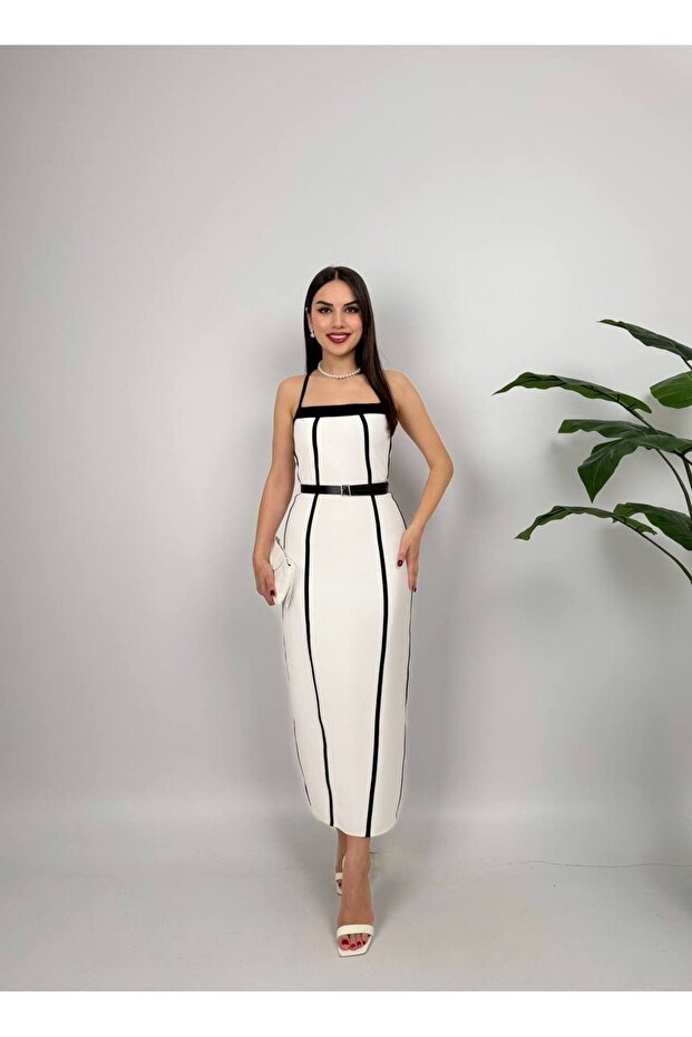 biye detaylı elbise - 1