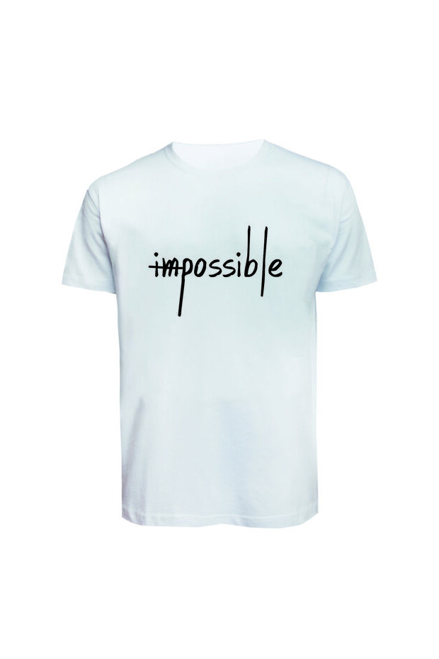 Unisex Impossible Written Printed T-Shirt Cotton Combed Single Jersey Basic