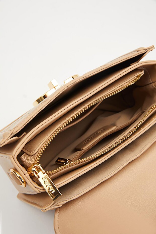 حقيبة يد متشابكة بنمط البقلاوة الكاكي - 4