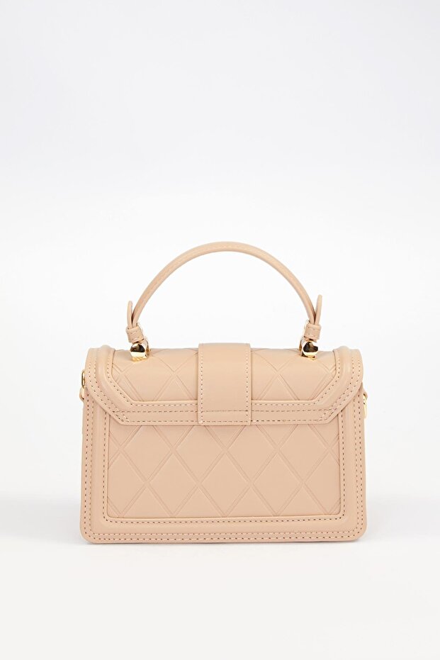 حقيبة يد متشابكة بنمط البقلاوة الكاكي - 5