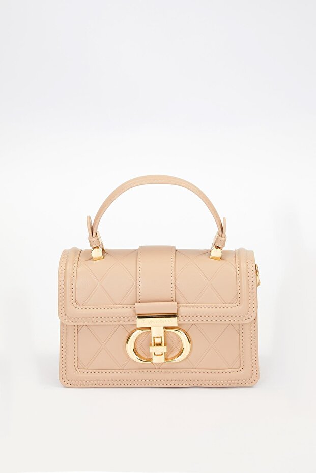 حقيبة يد متشابكة بنمط البقلاوة الكاكي - 1