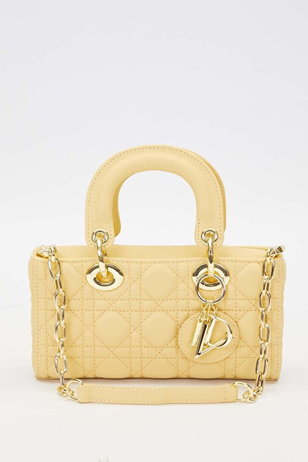 حقيبة يد مع إكسسوارات حزام سلسلة صفراء - 1