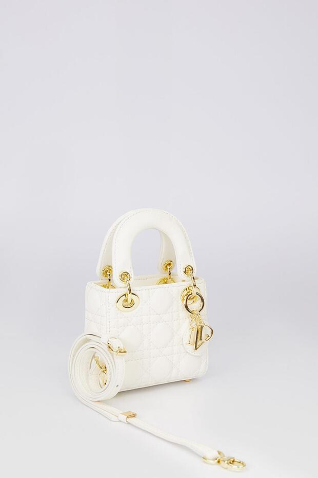 Krem Mini Kapitone El Çantası - 2