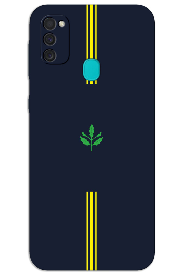 Samsung Galaxy M30S / M21 Case Hd Pattern Printed Back Cover - Yellow Navy Blue