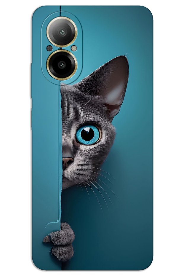 Realme 12 Lite Case Hd Pattern Printed Back Cover - Blue Eyed Cat