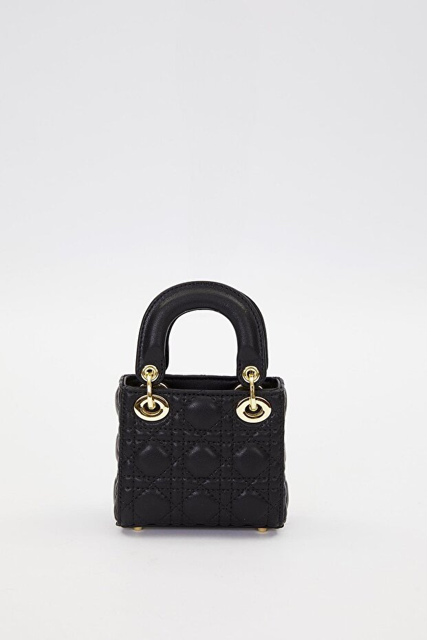 حقيبة يد صغيرة مبطنة باللون الأسود - 4