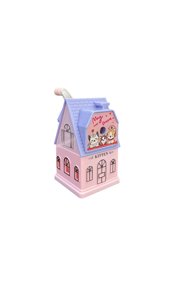 Cute House Patterned Table Top Pencil Sharpener with Arms - 1