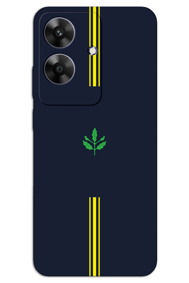 Realme Note 60 Case Hd Pattern Printed Back Cover - Yellow Navy Blue