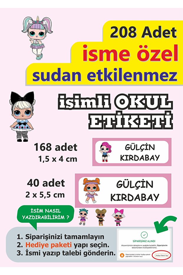 School Label Pen Notebook Label Personalized Name Writable Cute Cat Themed Label 208 Pieces