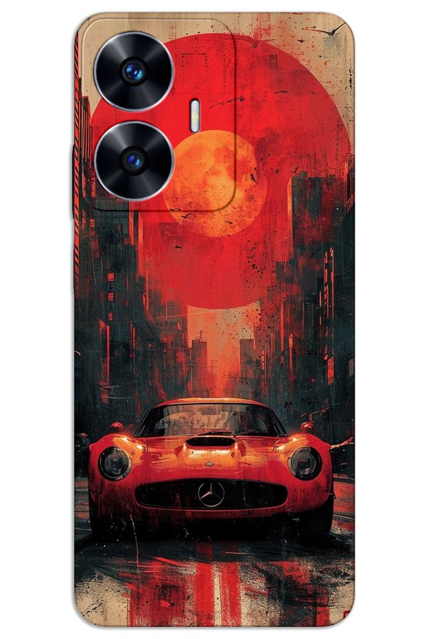 Realme C55 Case Hd Pattern Printed Back Cover - Red Mercedes