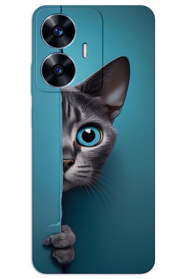 Realme C55 Case Hd Pattern Printed Back Cover - Blue Eyed Cat