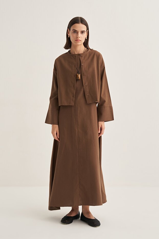 Women's Organic Cotton Sleeveless Dress Suit Brown