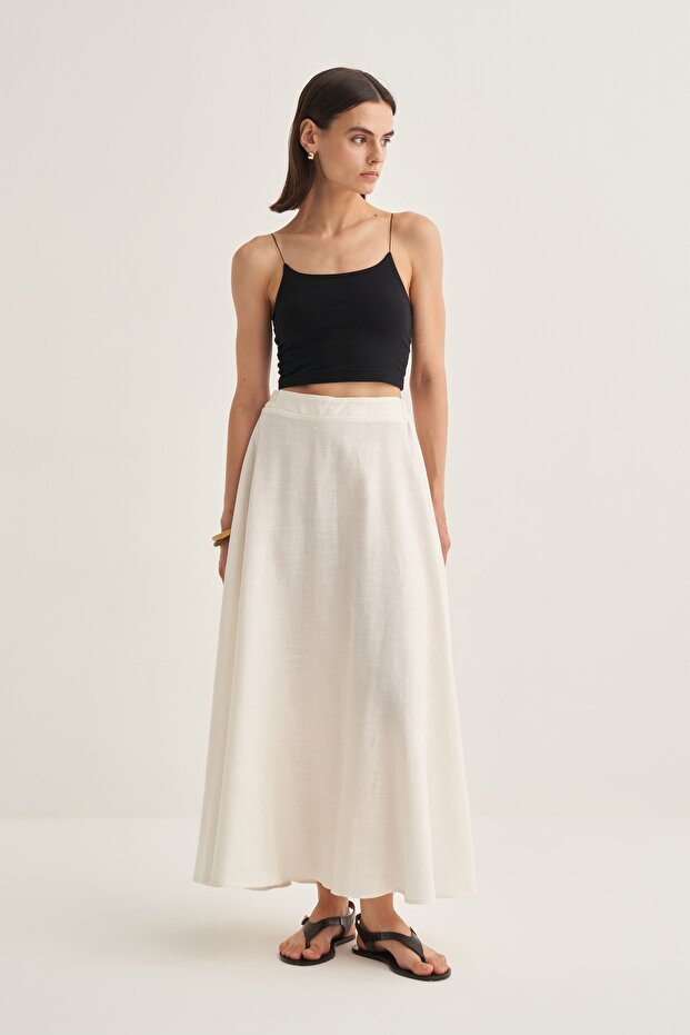 Women's Organic Cotton Flared Skirt Ecru