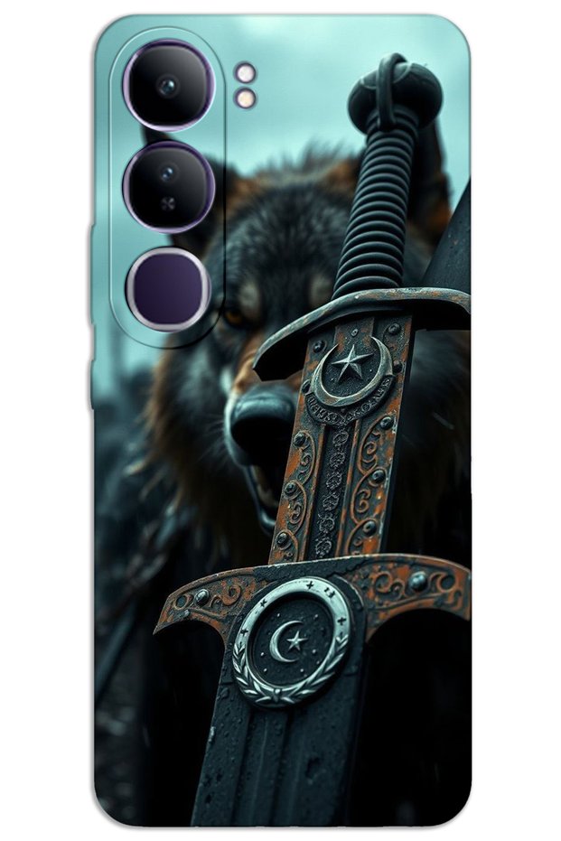 Vivo V40 Lite Case Hd Pattern Printed Back Cover - Moon Star Sword