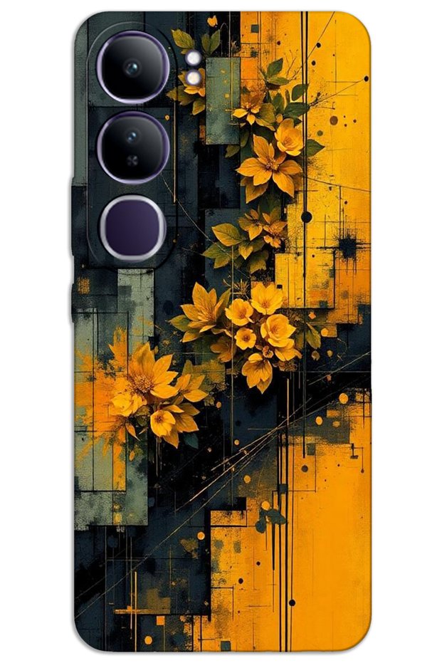 Vivo V40 Lite Case Hd Pattern Printed Back Cover - Yellow Flowers