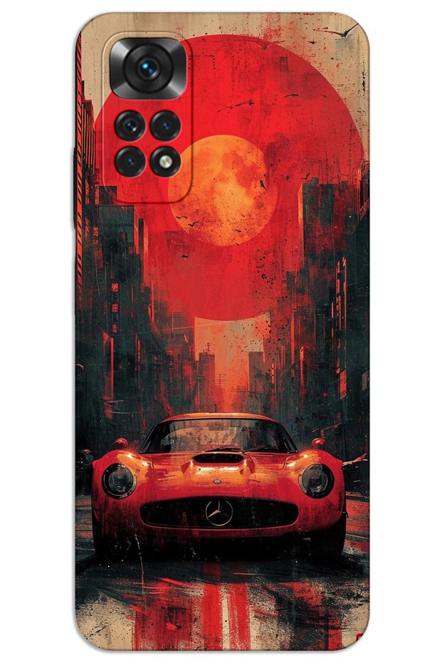 غطاء خلفي مطبوع بنمط HD لهاتف Xiaomi Redmi Note 11S - مرسيدس حمراء
