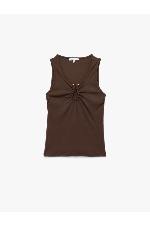 Cotton U-Neck Metal Accessories Tank Top
