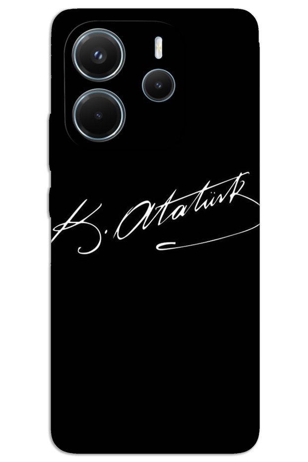 Xiaomi Redmi Note 14 Case Hd Pattern Printed Back Cover - Atatürk Signature