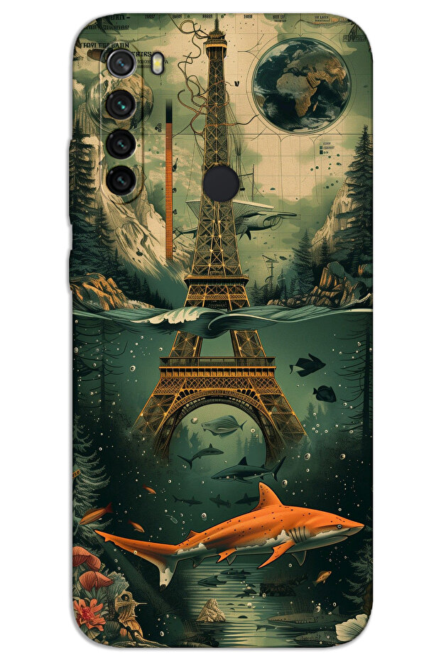 Xiaomi Redmi Note 8 Case Hd Pattern Printed Back Cover - Art Eiffel Tower - 1