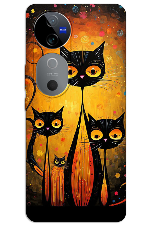 Vivo V40 Case Hd Pattern Printed Back Cover - Cats