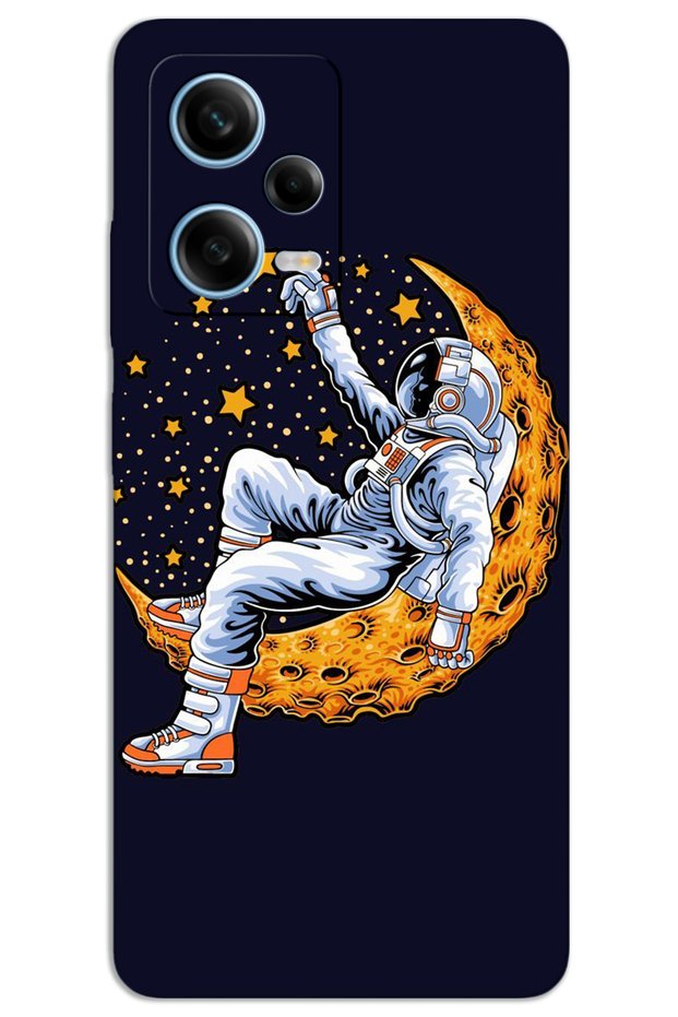 حافظة هاتف Xiaomi Redmi Note 12 Pro 5G ذات غطاء خلفي مطبوع بنمط HD - رائد الفضاء القمر