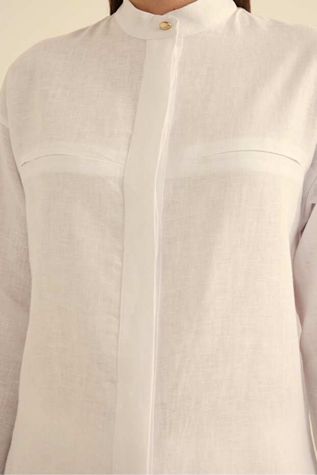 Hakim Yaka Keten Gömlek - 6