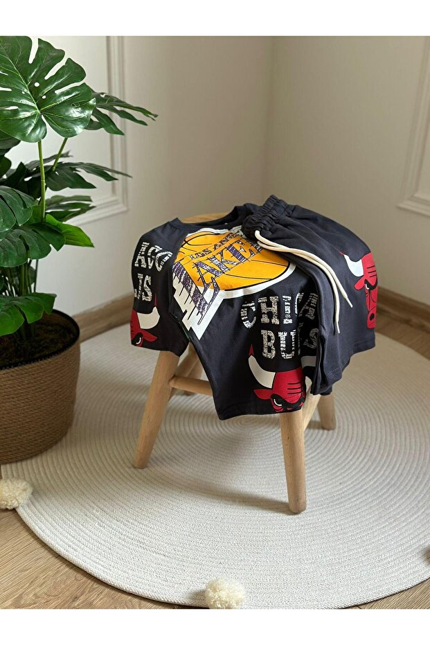 Siyah Lakers Şortlu Takım - Erkek Çocuk - 2