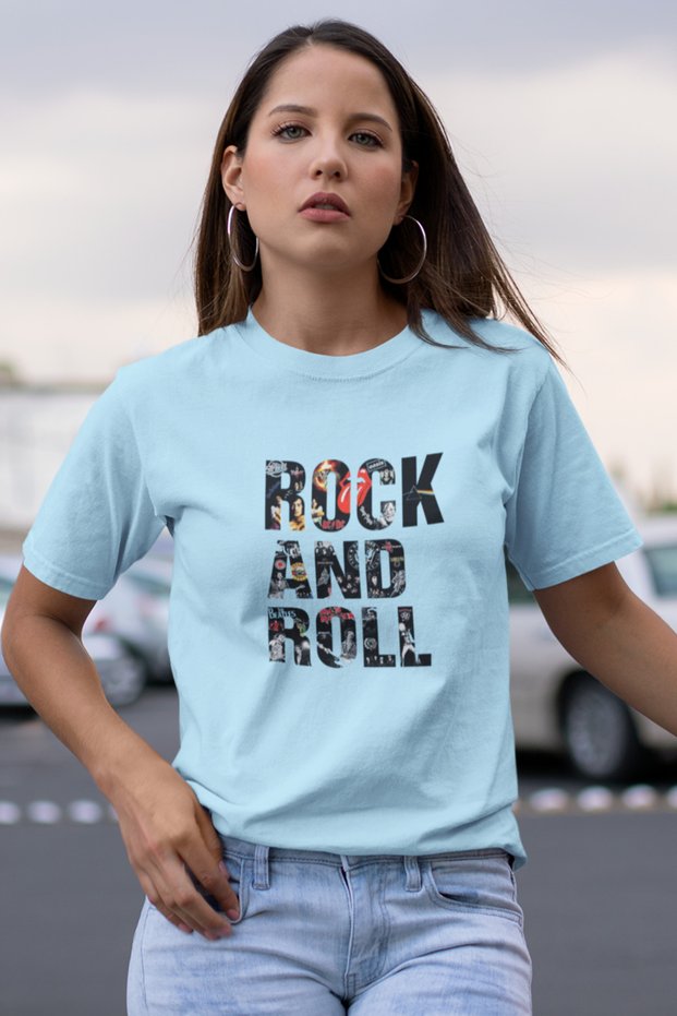 Rock and Roll Printed / Women's Multicolor T-Shirt 100% Cotton Regular Fit Comfortable Fit