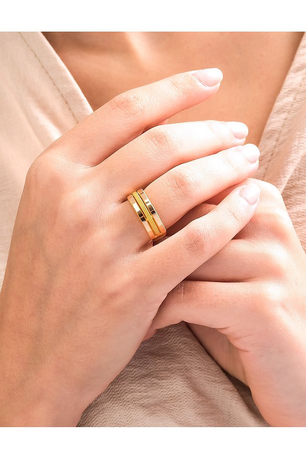 14 Ayar Altın Üç Sıra Ajda Model Yüzük - 1