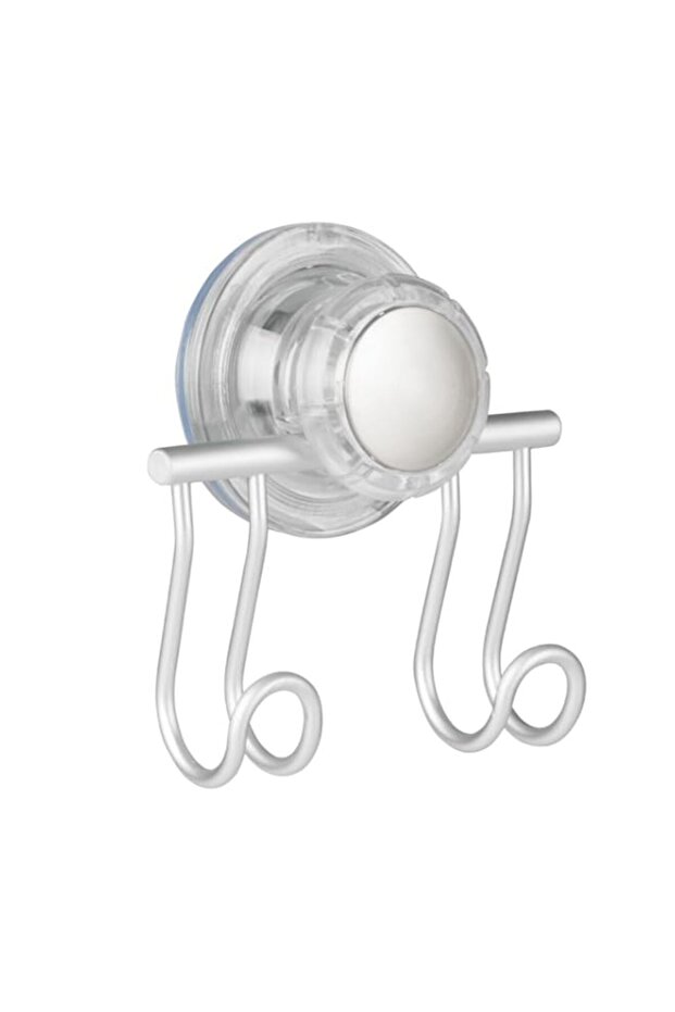 InterDesign Metro Rustproof Turn-N-Lock Suction/Double Hook for Razor/Loofah, Silver