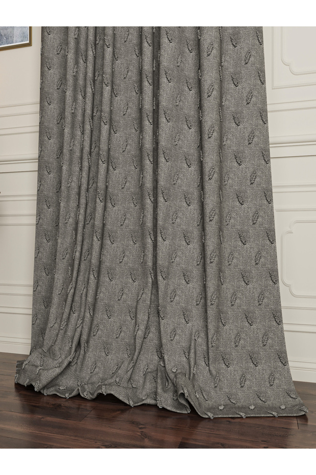 Barcelona Linen Bearded Fon Curtain Gray